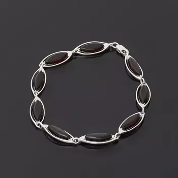 Браслет янтарь (серебро 925 пр. родир. бел.) 18 см