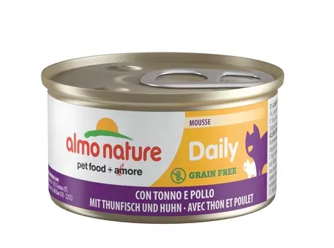 Almo Nature (консервы) консервы нежный мусс для кошек "Меню с тунцом и курицей" (85 г)