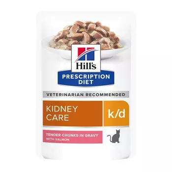 Hill's вет.консервы prescription Diet k/d Kidney Care влажный диетический корм для кошек при хронической болезни почек, с лососем (85 г)