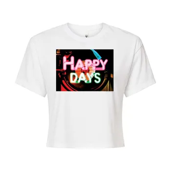 Укороченная футболка Juniors' Happy Days Jukebox Licensed Character, белый