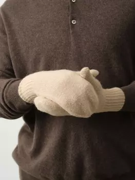 Варежки из шерсти верблюжонка мужские 21ml бежевые F