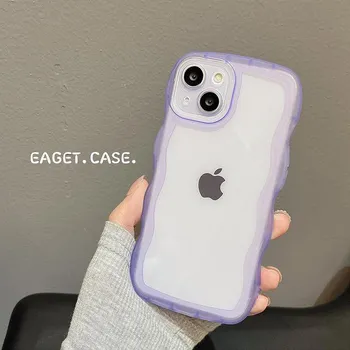 Прозрачный чехол для телефона ярких цветов с волнистым дизайном для Iphone14 13 12 11 Pro Max Xs Max X Xr, мягкий силиконовый противоударный чехол для задней панели Fundas For iPhone 12