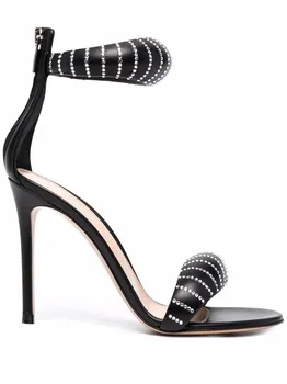 Босоножки с кристаллами Gianvito Rossi, черный