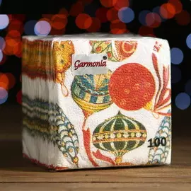 Салфетки бумажные Новогодние Шарики, 24*24 см 100 листов