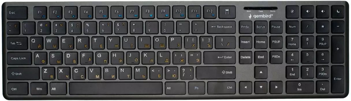 Клавиатура Gembird KB-8460 103кл+5 доп, 12Fn, ножничная, тихая, 1.5м, черная