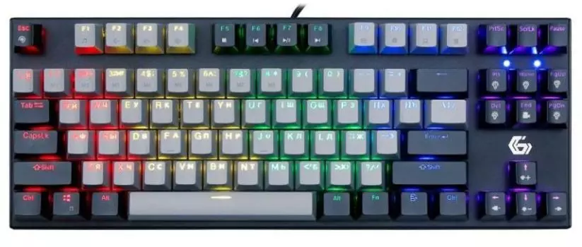 Клавиатура Gembird KB-G600 проводная механическая, 87кл, Rainbow, красные свитчи, 1.8м, черная