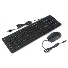 Клавиатура и мышь Gembird KBS-9050 черные, 104кл, 3кн., кабель 1.5м
