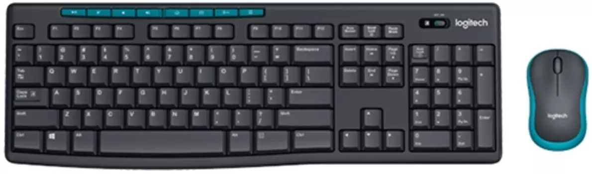 Клавиатура и мышь Wireless Logitech MK275 920-008535 112 клавиш с защитой от воды, черная, мышь черная, оптическая, 1000dpi, 3 кнопки, 2.4GHz, USB-ре