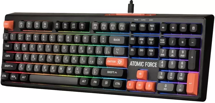 Клавиатура Defender Atomic Force GK-005 RU 45005 чер/сер, 108кн+FN, радуж, 1.5м