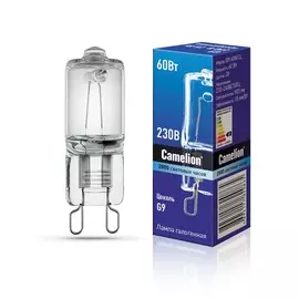 лампа галогеновая camelion 5555 g9 капсульная 60вт 3500к