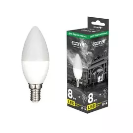 лампа светодиодная econ led b35 e14 8вт 3000k es