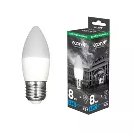 лампа светодиодная econ led b35 e27 8вт 4200k es