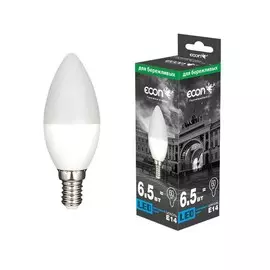 лампа светодиодная econ led cn 6,5вт e14 4200k b35 es