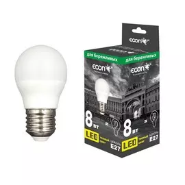 лампа светодиодная econ led p45 e27 8w 3000k es