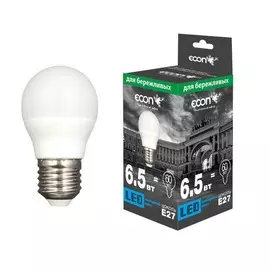 лампа светодиодная econ led p 6,5вт e27 4200k p45 es