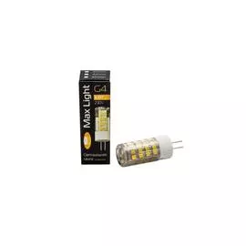 лампа светодиодная maxlight jd led g4 6w 3000k, 220v-230v, пластик