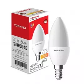 лампа светодиодная toshiba диммированная е14 свеча матовая с35 5,5w 2700к 470lm