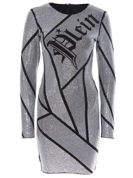 Трикотажное платье с принтом PHILIPP PLEIN