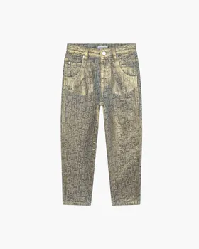 Джинсы с металлическим логотипом и мешаниной Marc Jacobs, золотой