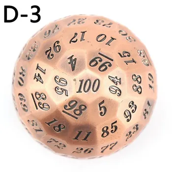 Твердые металлические 100-гранные игральные кости, игровые кости D100, гигантские многогранные металлические 100-гранные игральные кости диаметром 50 мм (1,97 дюйма), Древняя латунь 5*5*5cm золотисто-коричневый