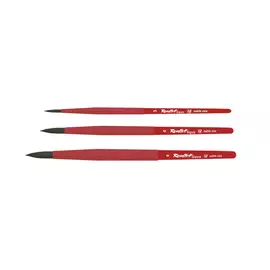 Кисть соболь-микс круглая Roubloff "Aqua Red" ручка короткая красная, покрытие обоймы soft-touch