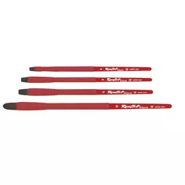 Кисть соболь-микс плоская Roubloff "Aqua Red" ручка короткая красная, покрытие обоймы soft-touch