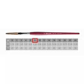 Кисть ушной волос №8 плоская удлиненная Escoda "Filleting and Lettering 6318" короткая ручка