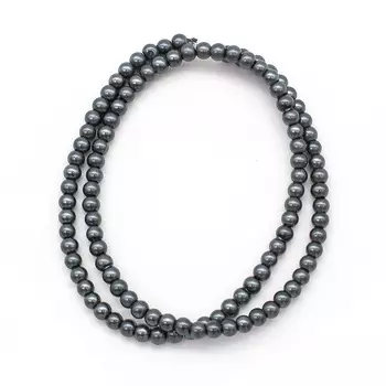 Бусины стеклянные на нитке, 4 мм, длина 40 см, Astra&amp;Craft (SB-27 графит)