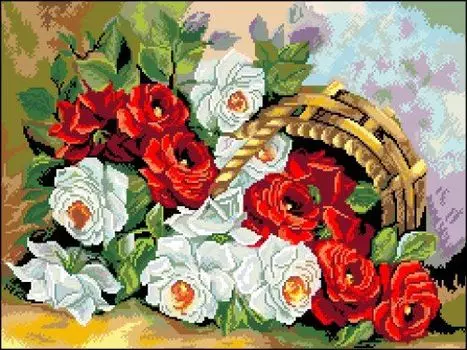 Ц-025 Канва с рисунком 'Гелиос' 'Розы', 37,5х49,5 см