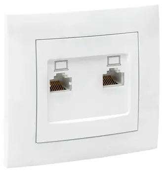 Розетка компьютерная в сборе EKF EWK02-035-10 Валенсия RJ-45 2-местная белая