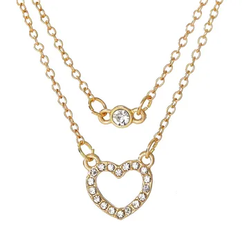 Двухслойное колье с подвеской из стразов Diamond Love Love