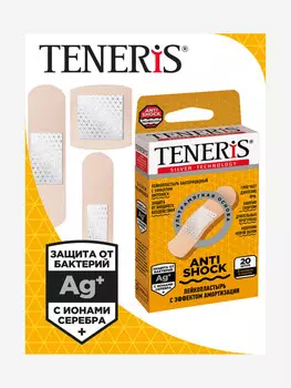 TENERIS ANTISHOCK Бактерицидный лейкопластырь с ионами серебра на полимерной основе, 20 шт,