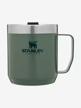 Термокружка Stanley Classic, 350 мл, зеленая, с ручкой и крышкой, Зеленый