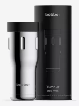 Термокружка вакуумная BOBBER Tumbler 470 мл, крышка 360, тепло до 8 часов, зеркальный, Серебряный