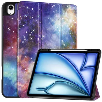 Роскошный деловой кожаный чехол-книжка для планшета iPad Air 11 13 2024 Trifold Candy Solid Color PU Soft Skin Feel противоударный защитный чехол For iPad Air 11 2024 розового золота