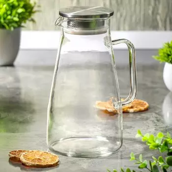 Кувшин стекло, 1.6 л, с металлической крышкой, Daniks, Кувшин, Y6-6478