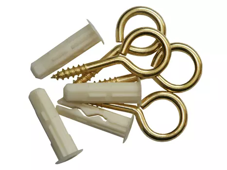 Петля-шуруп латунир. 3,5x25x10 в комплекте c дюбелем Multi 6x25, 4 шт