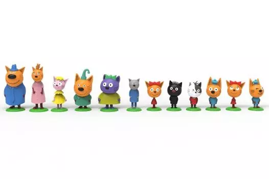 Набор фигурок на подставке - Три кота, 12 персонажей