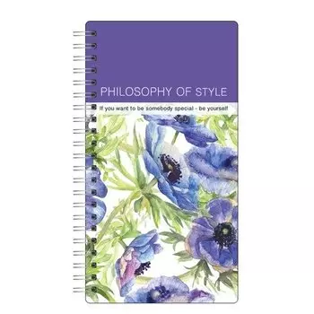 Блокнот "Flowers", 100 листов, в клетку, 10,7 х 17,5 см