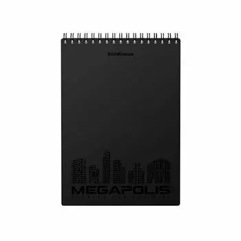 Блокнот с пластиковой обложкой на спирали ErichKrause MEGAPOLIS А5, 80 листов в клетку