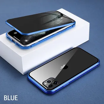 Защитный чехол от шпионажа для iPhone 15 14 Pro Max 13 Pro 12 11 XR XS X 8 7 двухсторонний прозрачный стеклянный чехол с магнитной защитой для телефона For iPhone 11 чёрный