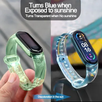 Браслет для Xiaomi Mi Band6 Band5 4 3 Sunshine Turn Color браслет ремешок для MI 6 5 ремешок Xiaomi Mi Band 6 5 4 3 прозрачный регулируемый ремешок для часов For Mi band 3 4 прозрачный