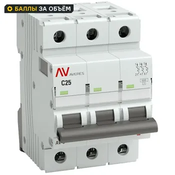 Автоматический выключатель EKF Averes AV-6 3P C25 А 6 кА mcb6-3-25C-av