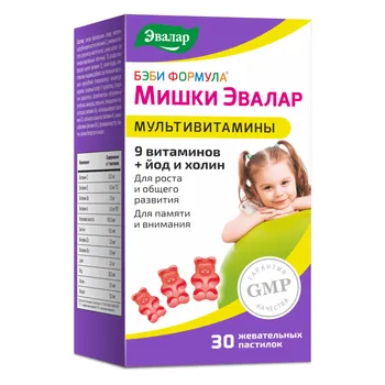 Бэби Формула Мишки Мультивитамины, жевательные пастилки 30 шт, Эвалар