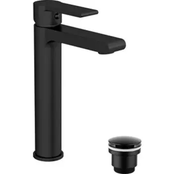 Смеситель для раковины Cersanit Brasko Black с донным клапаном, черный (63111, LM8500BL)