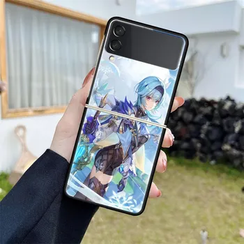 Роскошный чехол для Samsung Galaxy Z Flip 4 3 5G, черный ПК, жесткие чехлы для телефонов, модная задняя крышка ZFlip Funda Genshin Impact Game Shell Samsung Z Flip 5G