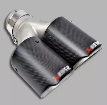 Двойная насадка на выхлопную трубу (левая, правая) Akrapovic для Санта Фе 4 (Hyundai Santa Fe 2018 - 2019)