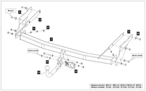 Фаркоп (50/1500кг) (универсал) Baltex 08.2359.12 для FORD Focus III (2011 - 2015 )