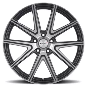 Диск колесный TSW Rouge 8xR17 5x120 ET35 ЦО76 серый темный с полированной лицевой частью 1780RUG355120G76