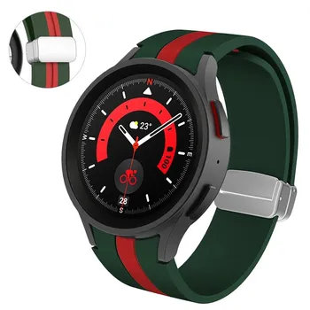 Для силиконового ремешка для часов Samsung Galaxy Watch 6/5/4 40 мм 44 мм 45 мм с магнитной пряжкой для Galaxy Watch 6/4 Classic 46 мм 43 мм 47 мм ремешок для часов Galaxy Watch4-5 40mm
